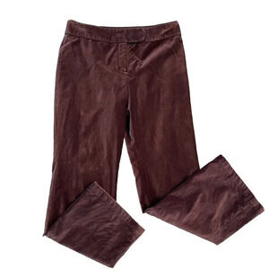 Ann Taylor Womens Velvet Straight Leg Pants Trousers Size 8 Petite Brown Holiday